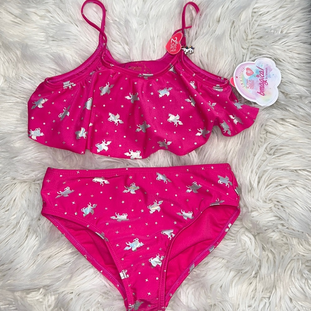 NWT! Hot pink unicorn swimsuit 10